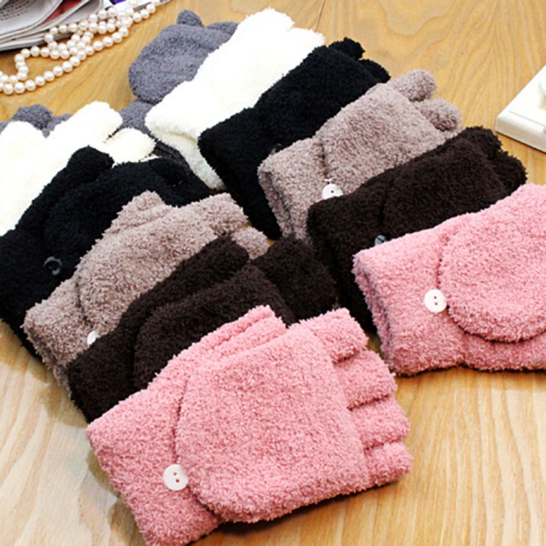 Knitted half finger winter gloves fingerless mitten